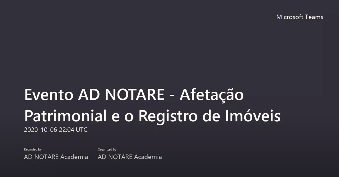 Evento AD NOTARE Afetação Patrimonial e o Registro de Imóveis